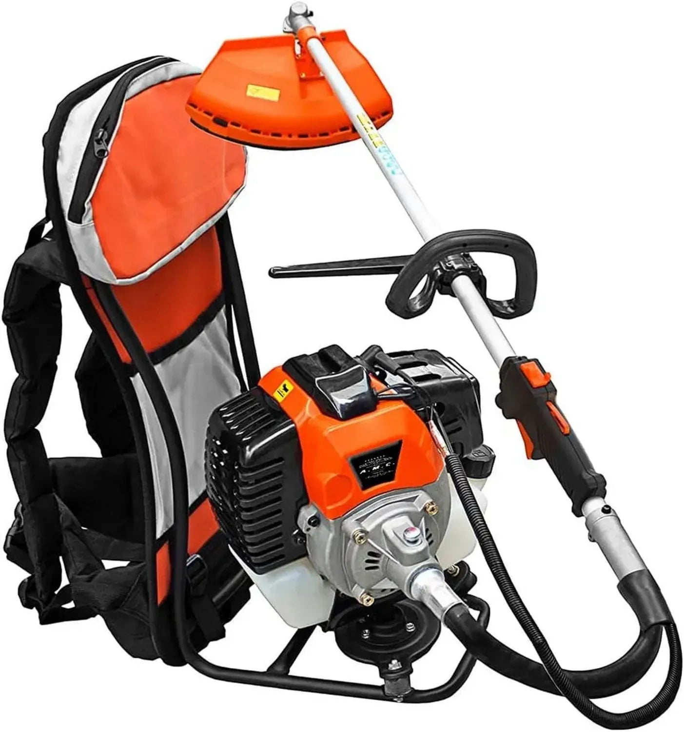 AMC Débroussailleuse à Dos 52cc 2-Temps Multifonction avec Tête Double et Disque Trois Dents